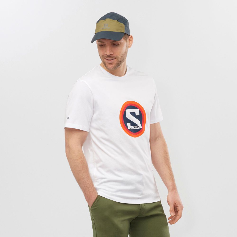 Salomon Singapore Mens T-shirts - OUTLIFE GRAPHIC HERITAGE SS M White | 59412-UAVM